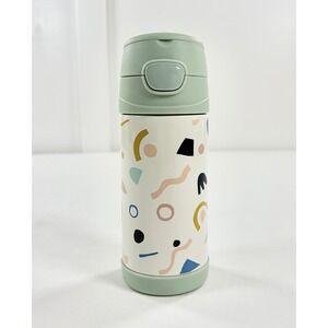 Pillowfort Kids 12oz Stainless Steel Water Bottle Geometric Mint Green Flip Top
